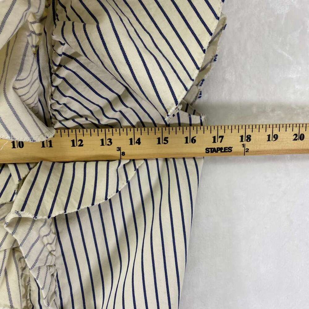 ZARA Denim Dress One Shoulder Ruffle Striped Ivory Blue Bodycon Sz M - Picture 7 of 8